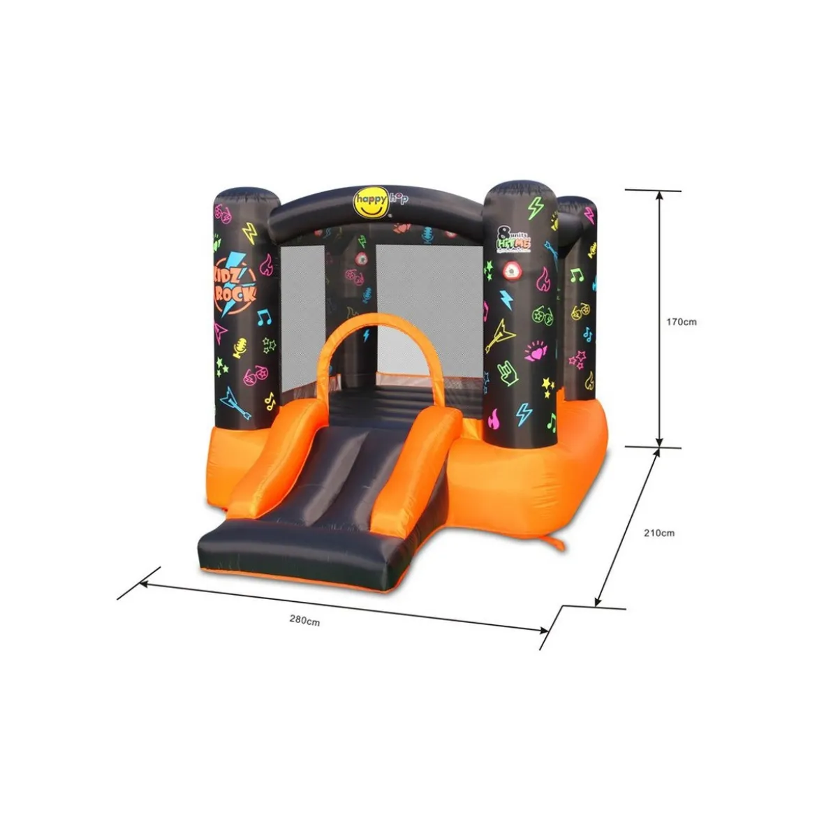 Gonfiabile per Bambini Interattivo Luci Musica con Scivolo Castello Pompa Aria