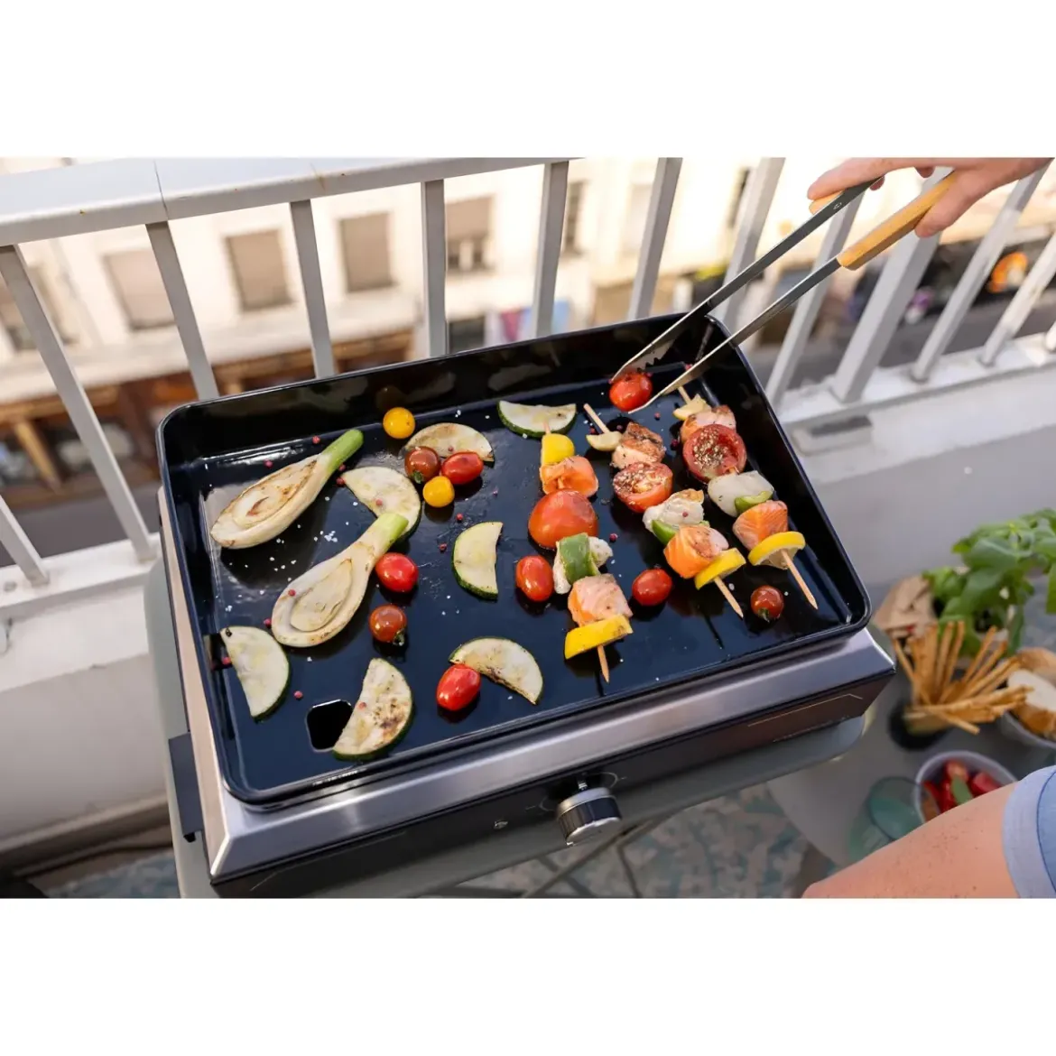 Griglia Elettrica 2500W Piastra Ghisa da Tavolo con Copertura Esterno