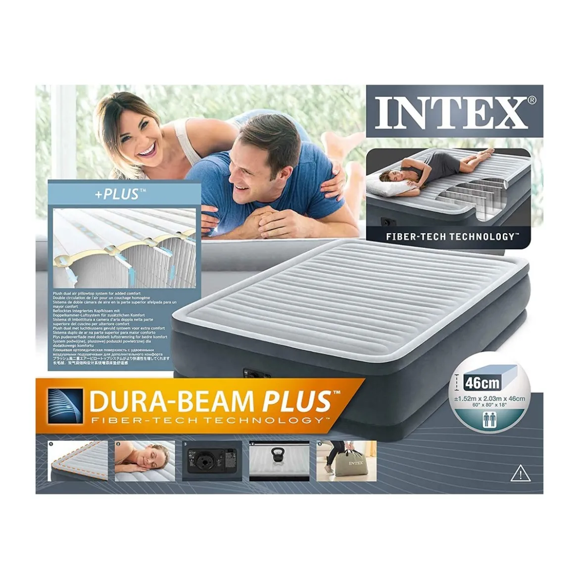 Intex Materasso Matrimoniale Floccato Letto con Pompa Materassino Gonfiabile