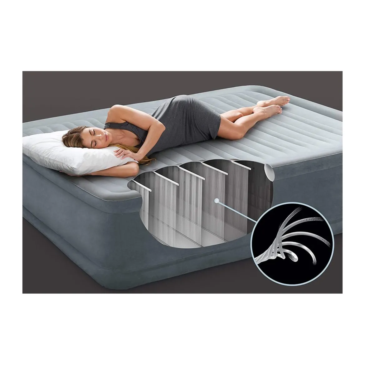 Intex Materasso Matrimoniale Floccato Letto con Pompa Materassino Gonfiabile