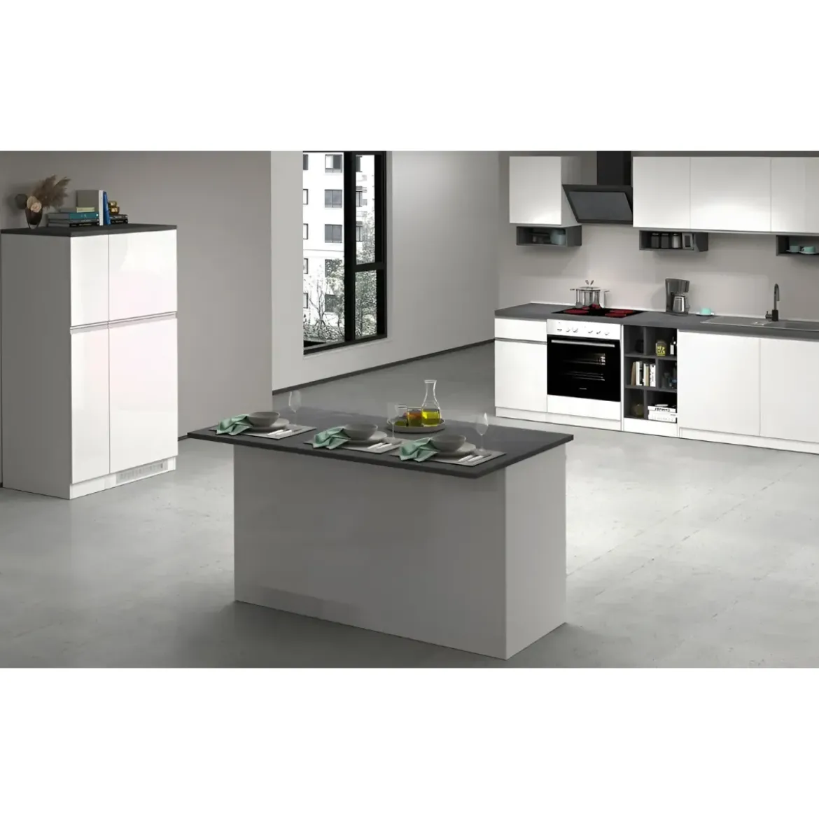 Isola Cucina 3 Ante Bianco Report 155x90x90 cm Legno Nobilitato