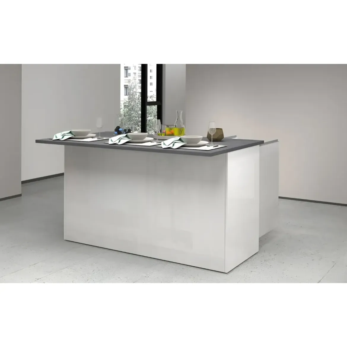 Isola Cucina 3 Ante Bianco Report 155x90x90 cm Legno Nobilitato