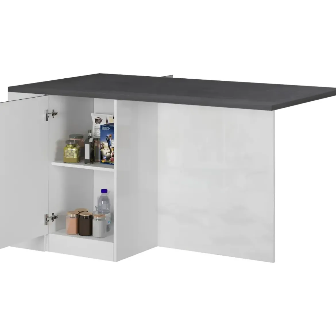 Isola Cucina 2 Ante Bianco Report 160x90x90 cm con Vani a Giorno