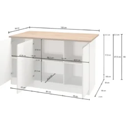 Isola Cucina 3 Ante Bianco Rovere 155x90x90 cm Legno Nobilitato