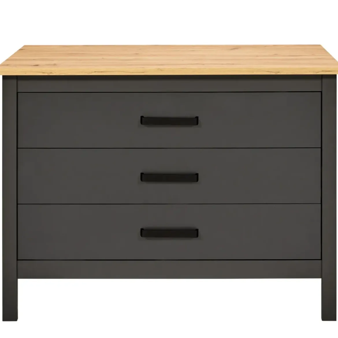 Isola da Cucina Antracite Rovere Tavolo Bar con 3 Cassetti Soft-Close