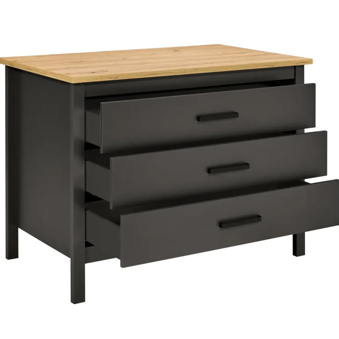 Isola da Cucina Antracite Rovere Tavolo Bar con 3 Cassetti Soft-Close