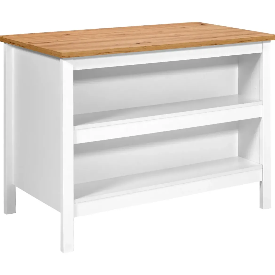Isola da Cucina Bianco Rovere Tavolo Bar con 3 Cassetti Soft-Close