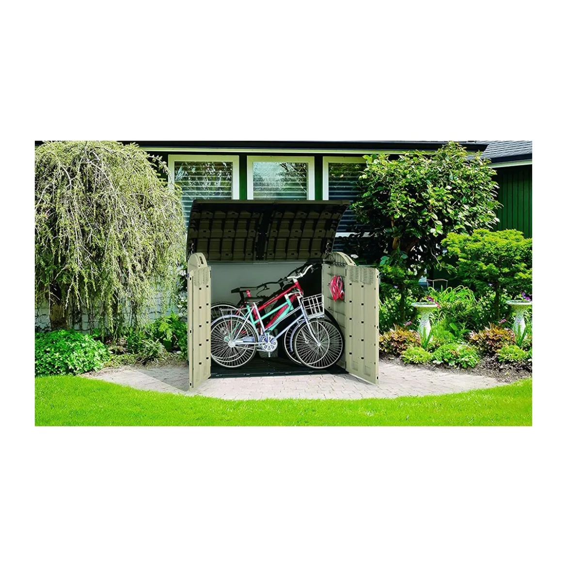 Keter Box da Giardino per Esterno Beige Armadio Resina Pavimento Grande Compatto