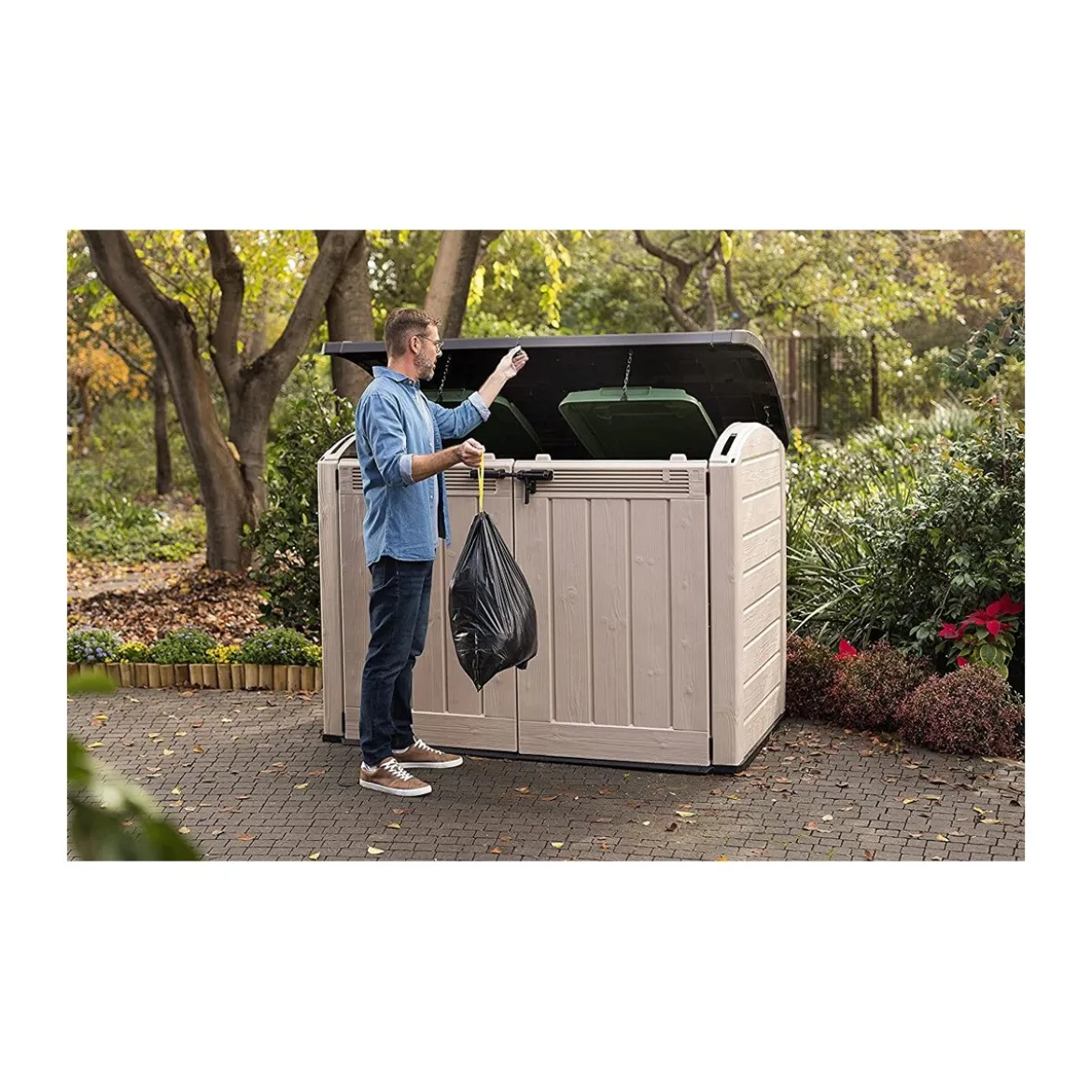 Keter Box da Giardino per Esterno Beige Armadio Resina Pavimento Grande Compatto