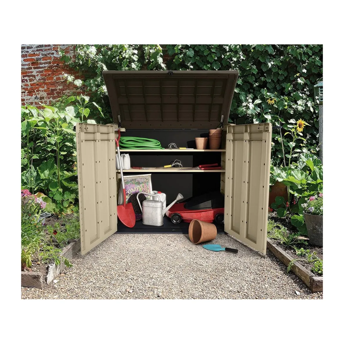 Keter Box per Esterno Resina Pavimento Lavoro Beige Compatto da Giardino Armadio