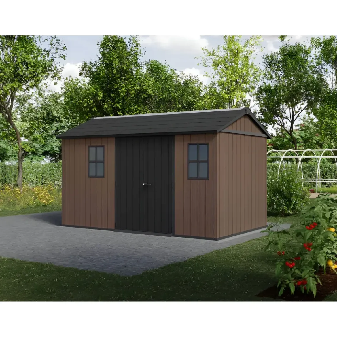 Keter Newton Plus Casetta da Giardino 230x413 PVC Effetto Legno 2 Ante