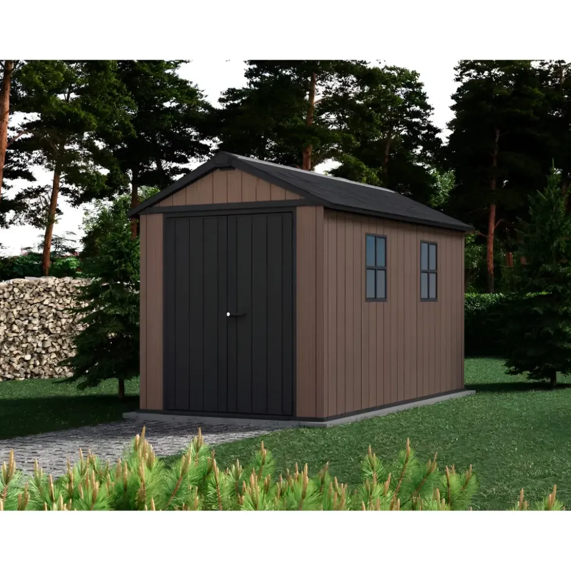 Keter Newton Plus Casetta da Giardino 230x350 PVC Effetto Legno 2 Ante