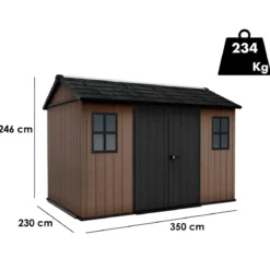 Keter Newton Plus Casetta da Giardino 230x350 PVC Effetto Legno 2 Ante