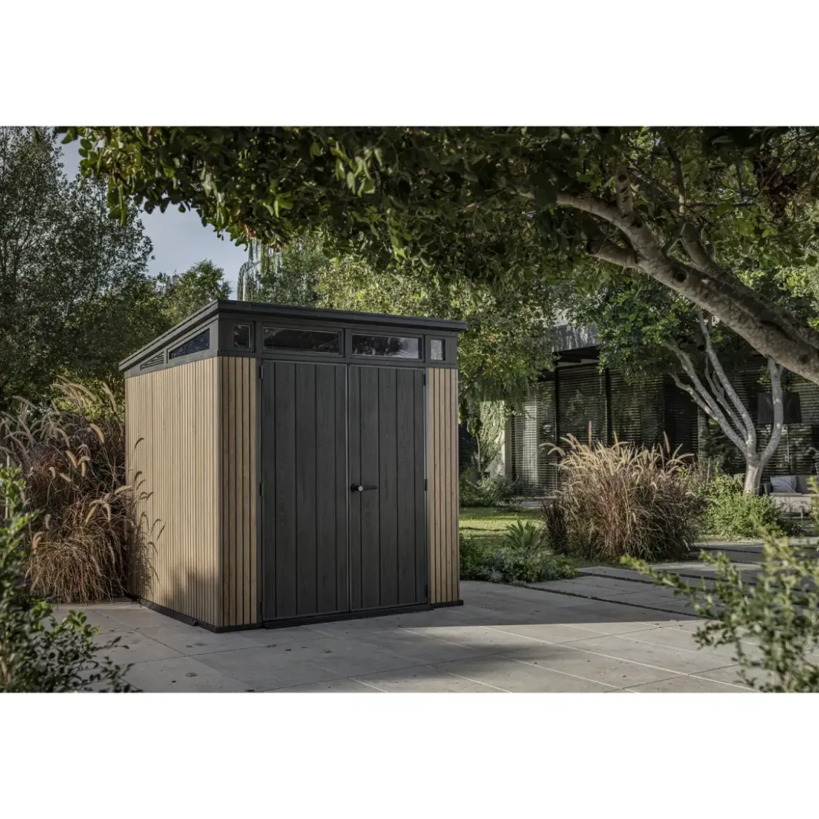 Keter Pent Casetta da Giardino 2x2 Resina Effetto Legno Doghe Veneziane