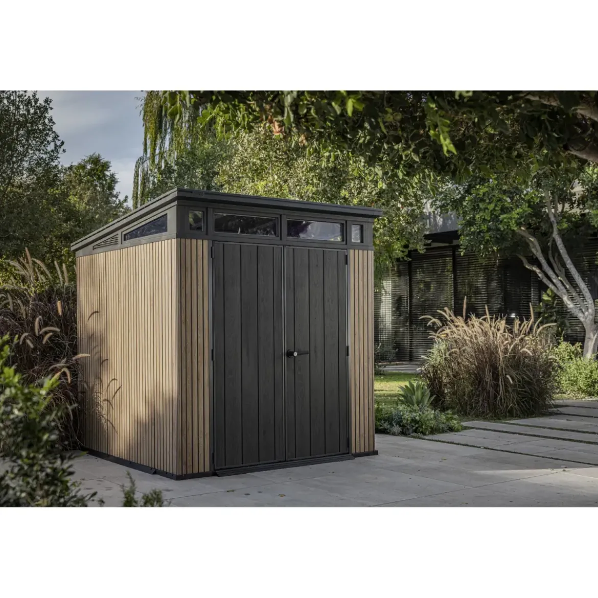 Keter Pent Casetta da Giardino 2x2 Resina Effetto Legno Doghe Veneziane