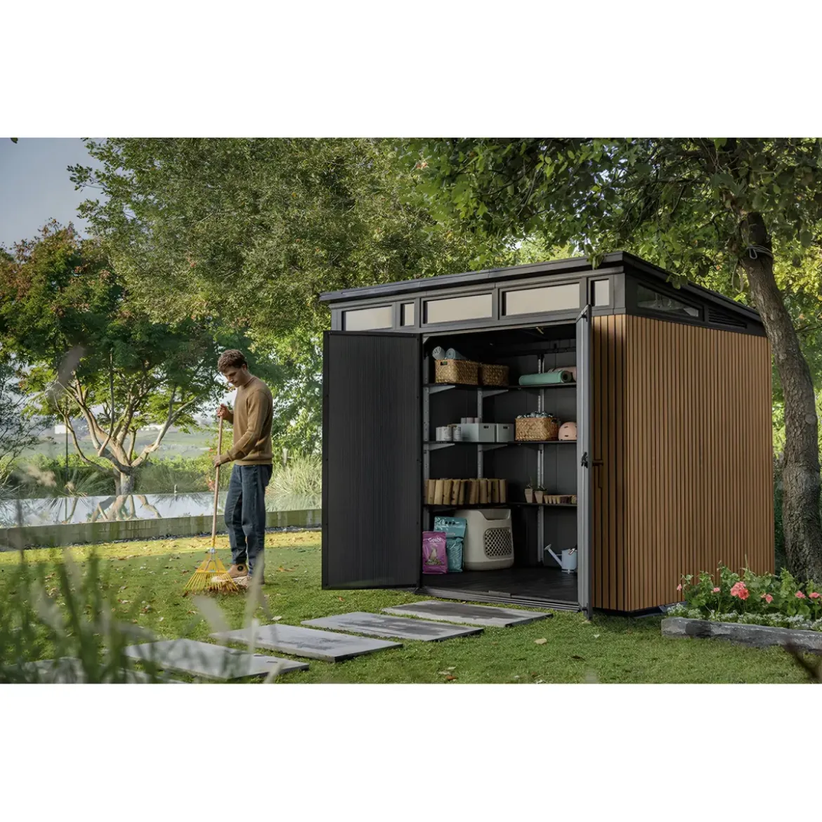 Keter Pent Casetta da Giardino 277x218 Resina Effetto Legno Finestre