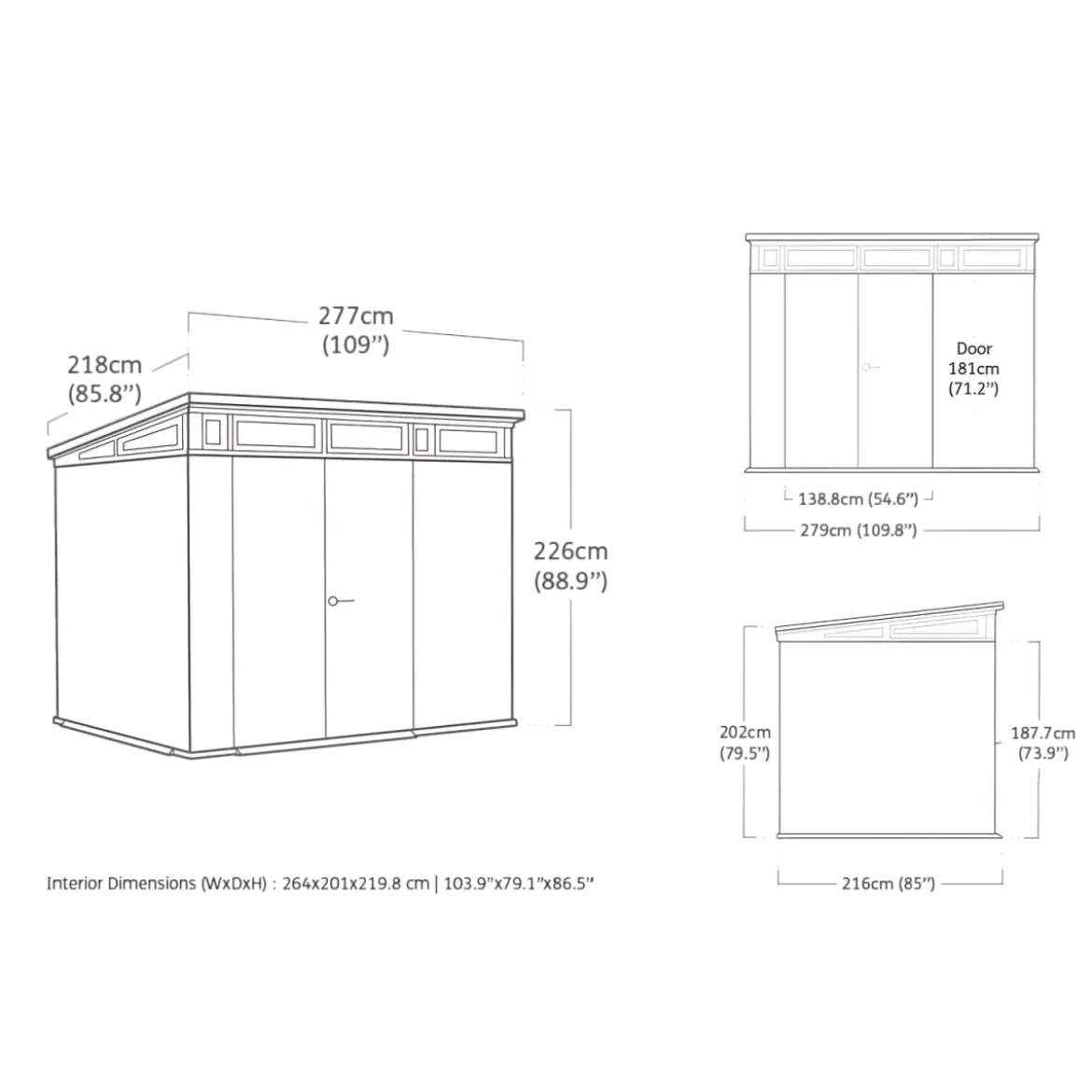 Keter Pent Casetta da Giardino 277x218 Resina Effetto Legno Finestre