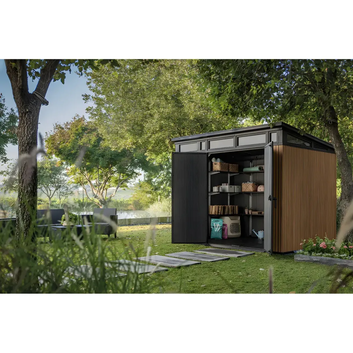 Keter Pent Casetta da Giardino 277x218 Resina Effetto Legno Finestre