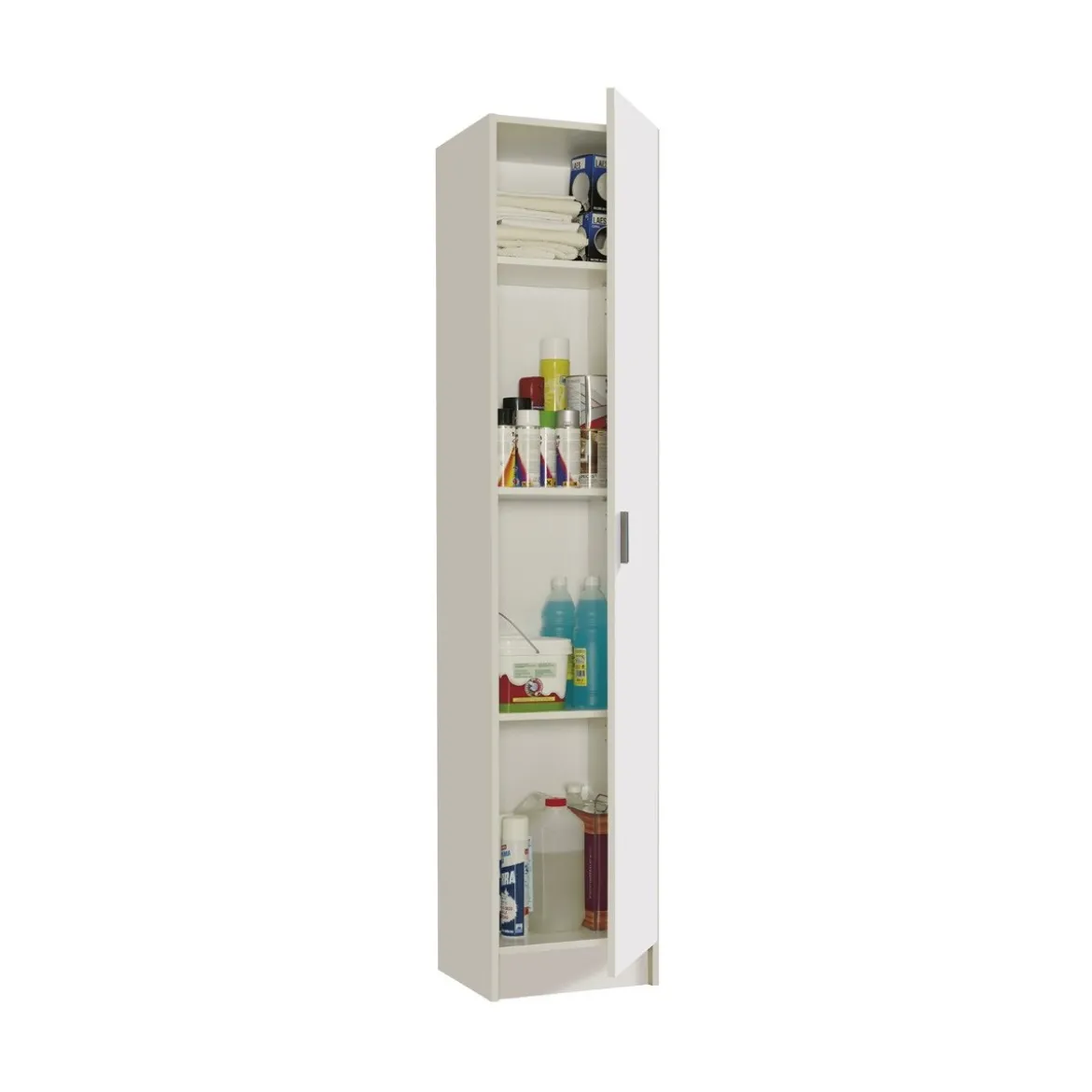 Kit Armadio Alto 180 Bianco 1 Anta con Ripiani Legno Multiuso Mobile Tuttopiani