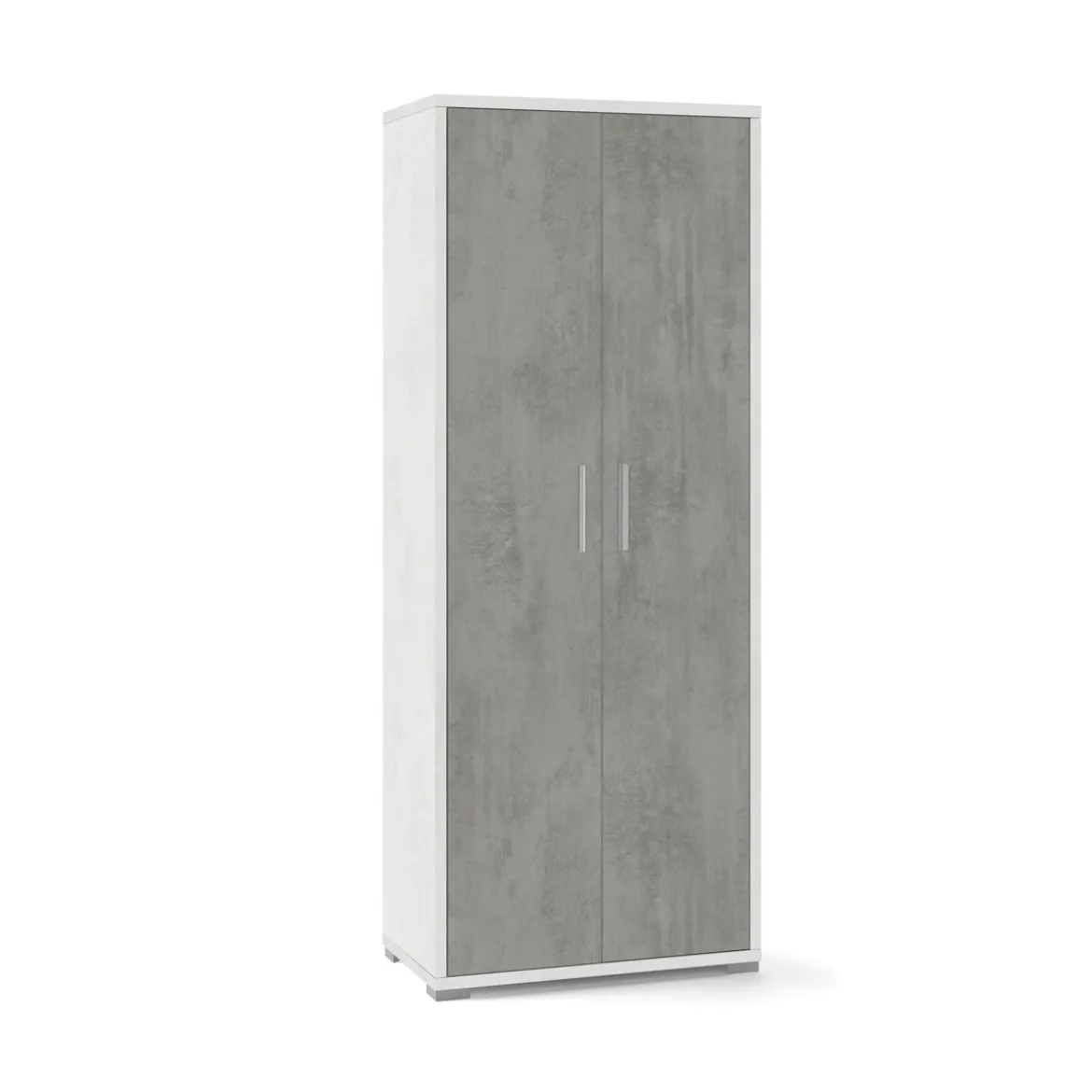 Kit Armadio 2 Ante Grigio Ossido Multiuso da Ufficio Mobile Ripiani Camera Letto