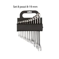 Kit 8 Chiavi Fisse e Occhio Combinate Professionali Acciaio 8 19 mm a Forchetta