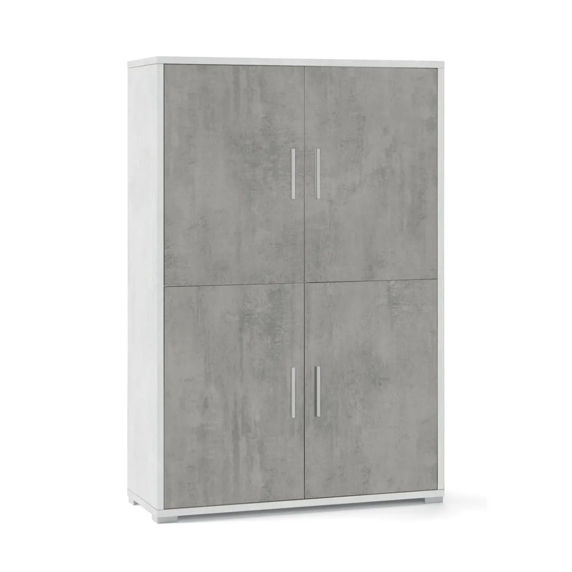 Kit Mobile Credenza 4 Ante Grigio Ossido Buffet con Ripiani da Ufficio Soggiorno