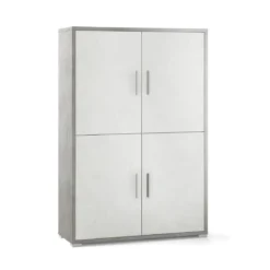 Kit Mobile Credenza 4 Ante Ossido Grigio Archivio con Ripiani Ufficio Soggiorno
