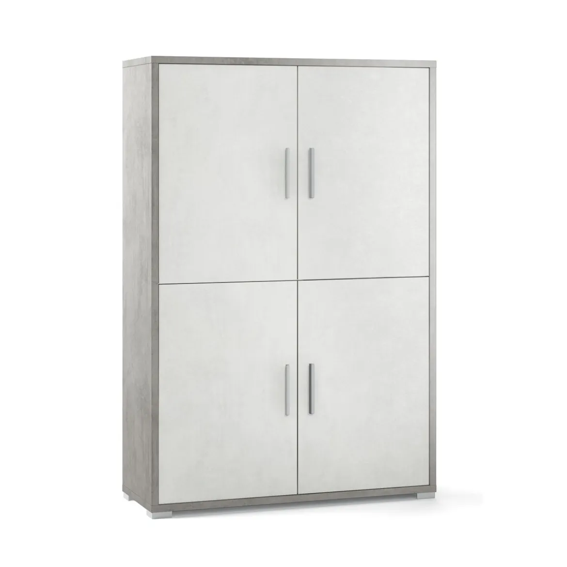 Kit Mobile Credenza 4 Ante Ossido Grigio Archivio con Ripiani Ufficio Soggiorno