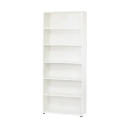 Kit Mobile Libreria Alta 6 Ripiani Bianca Bassa Legno Moderna Cameretta Design