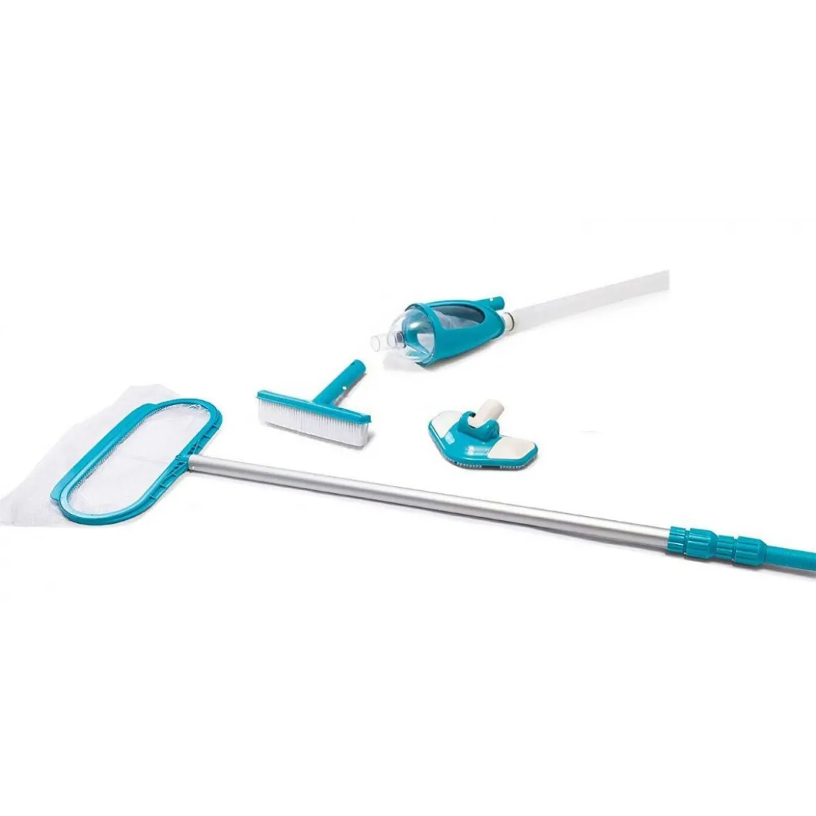 Kit Pulizia Deluxe Piscina Fuori Terra Asta Telescopica Spazzola Retino