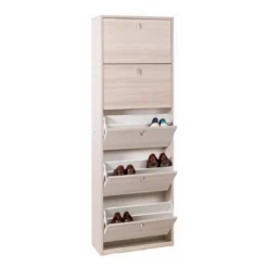 Kit Scarpiera Bianco Venato 5 Ante a Specchio Ribalta Doppia 25 paia Portascarpe