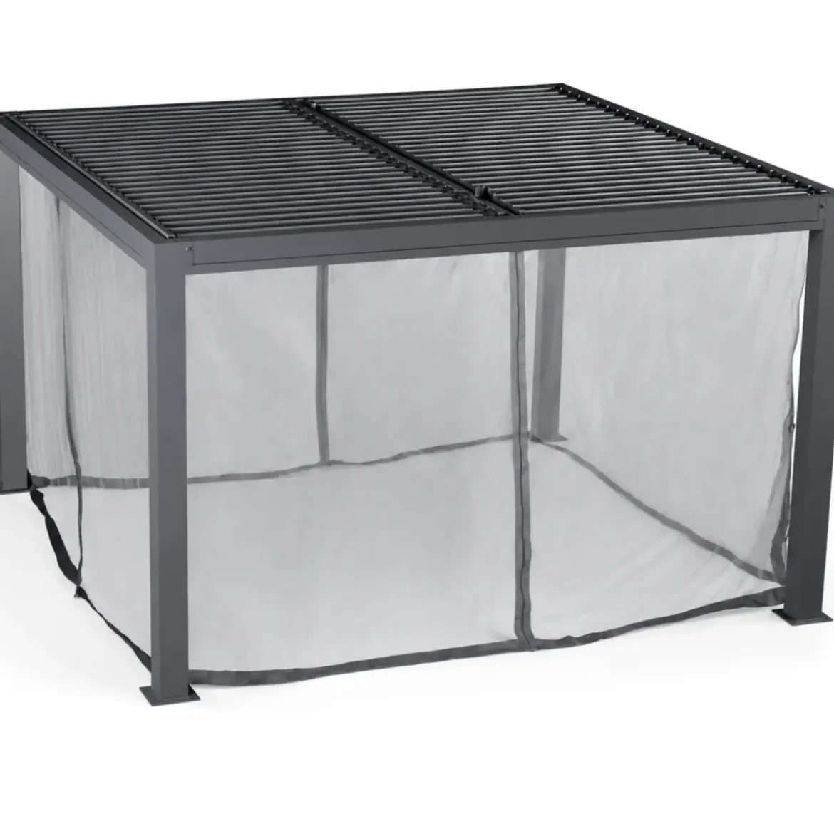 Kit Tenda Zanzariera per Pergola Bioclimatica 360x300 cm Chiusura Zip