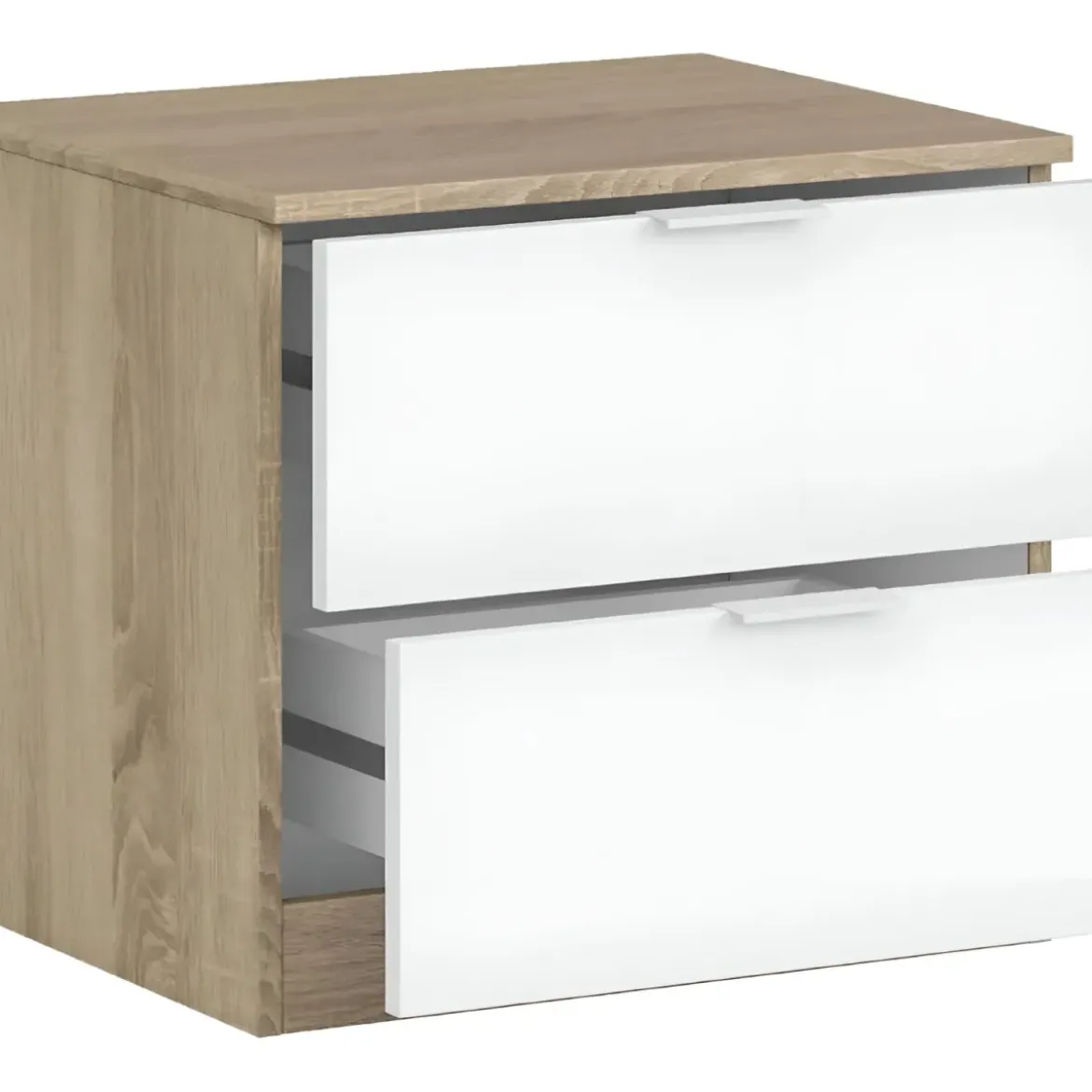 Kit Testiera Letto Singolo 90 cm con Comodino 2 Cassetti Rovere Bianco