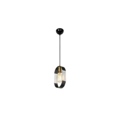 Lampada a Sospensione per Interno Lampadario Metallo e Vetro Nero Pendente Sala