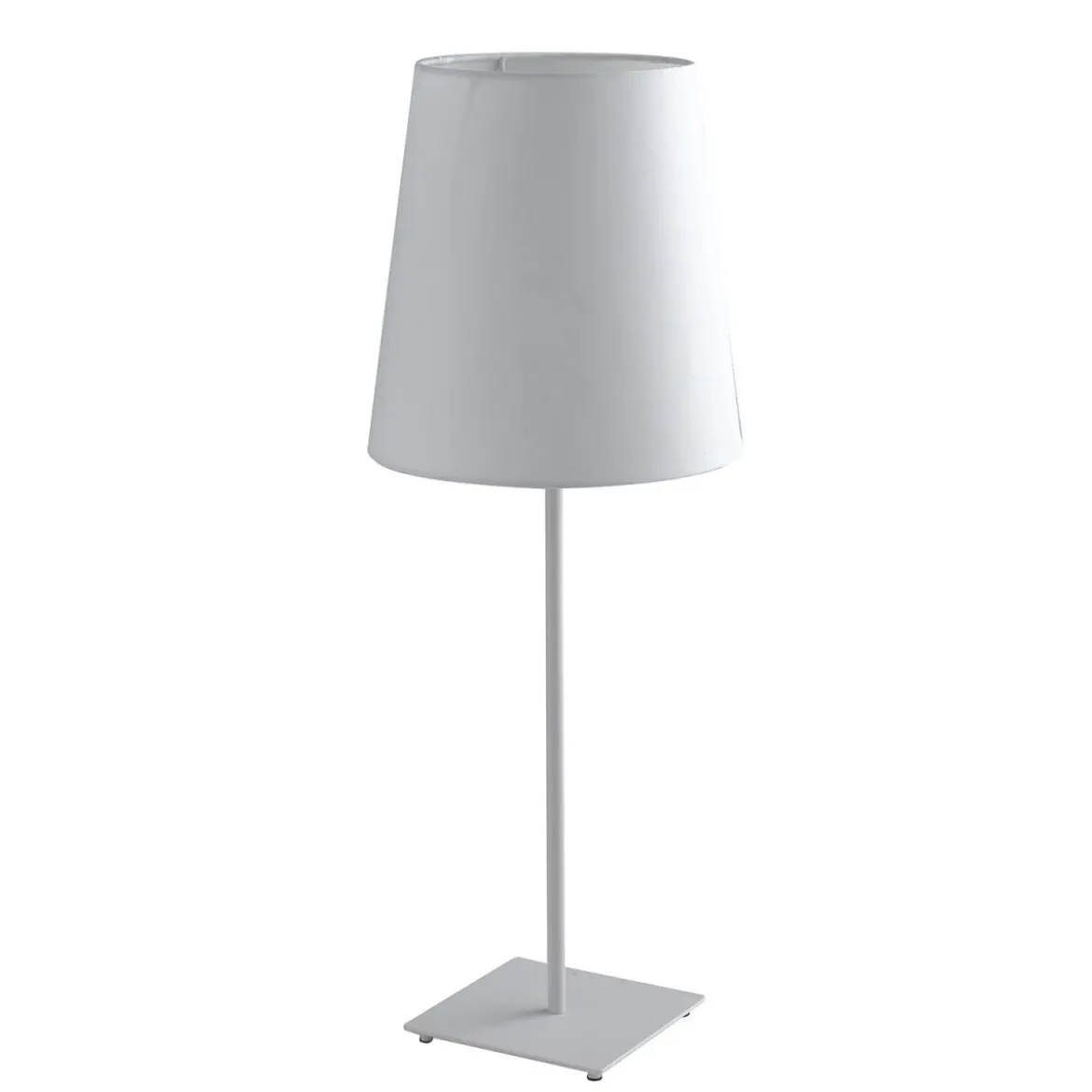 Lampada da Tavolo Moderna in Metallo Bianco con Paralume in Tessuto