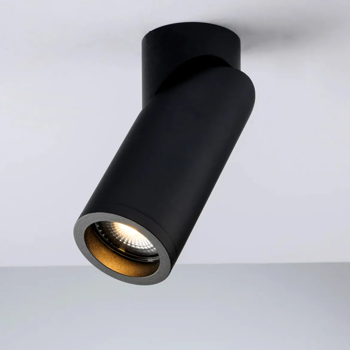 Lampada Faretto Nero Orientabile Luce da Soffitto Plafoniera Rotonda