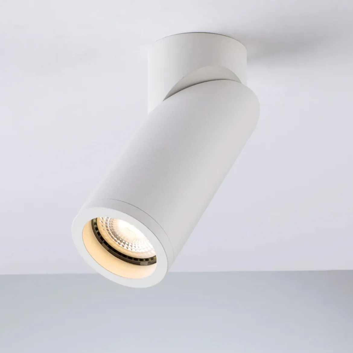 Lampada Faretto Orientabile a Soffitto Plafoniera Rotonda Bianca