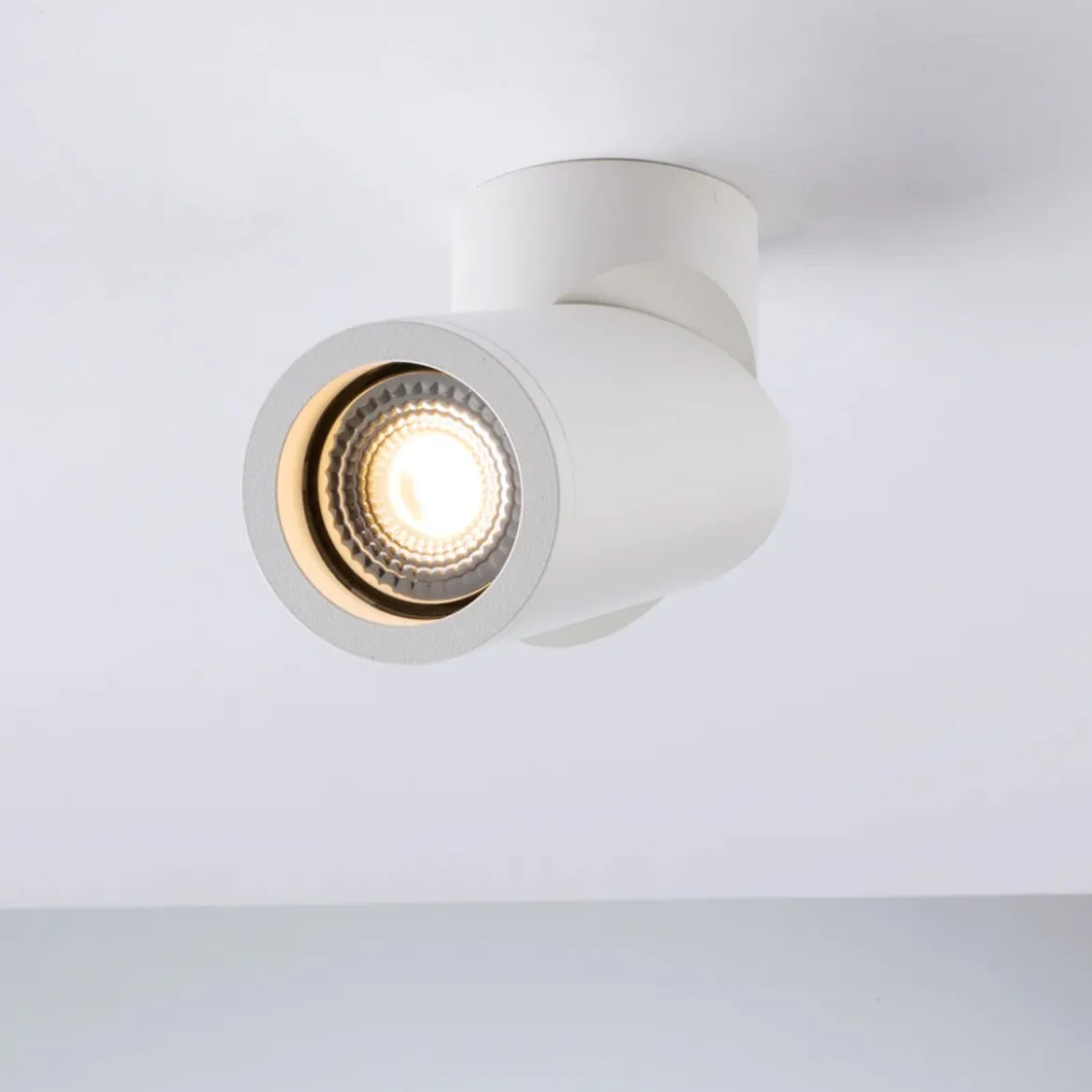 Lampada Faretto Orientabile a Soffitto Plafoniera Rotonda Bianca