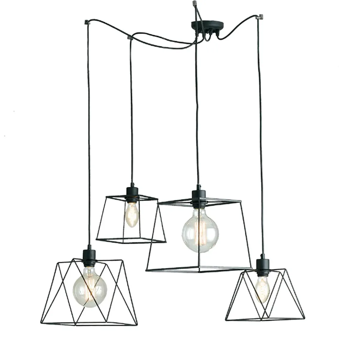Lampadario a Sospensione in Metallo con 4 Punti Luce Moderno da Soffitto