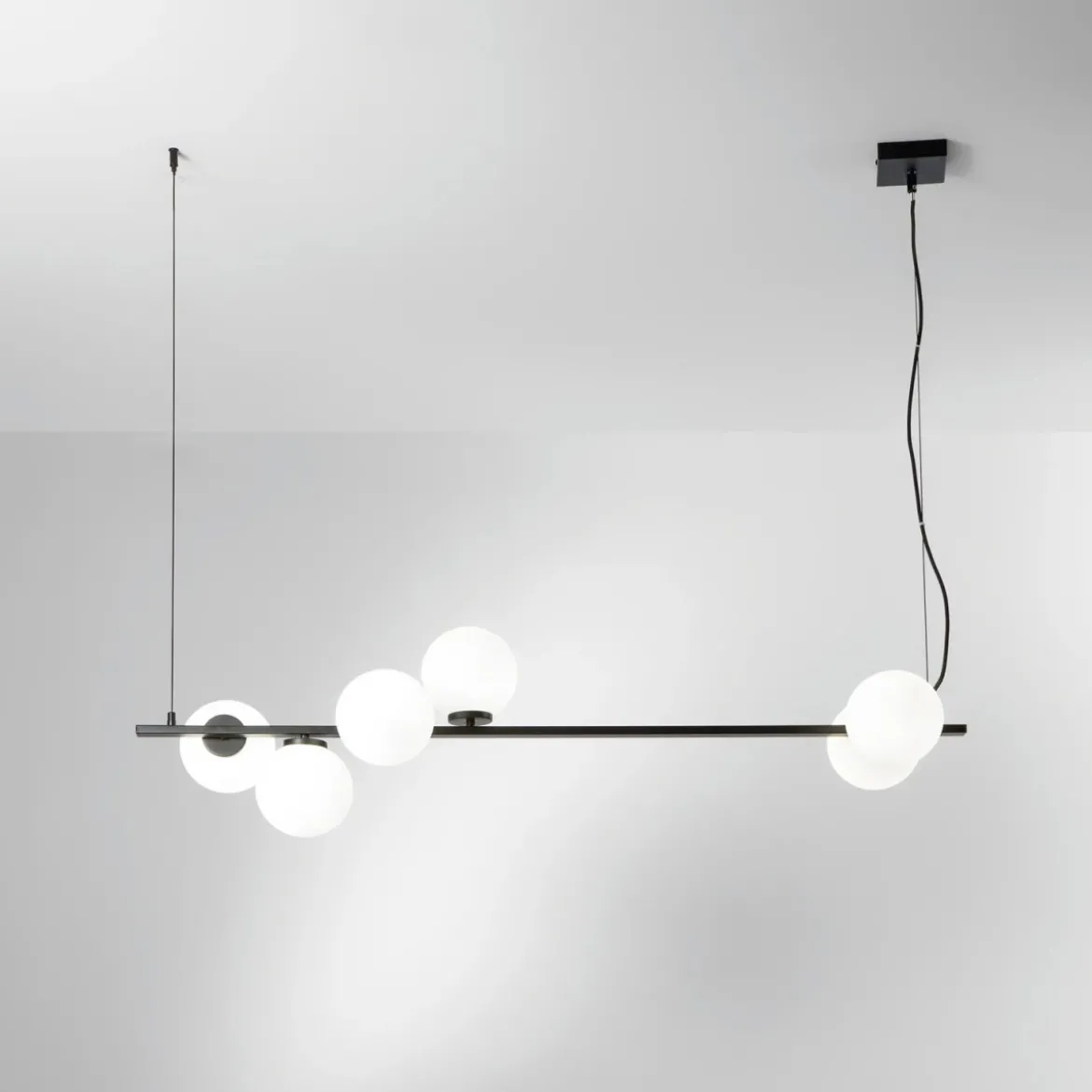 Lampadario a Sospensione Lampada in Metallo Nero Elegante 6 Punti Luce