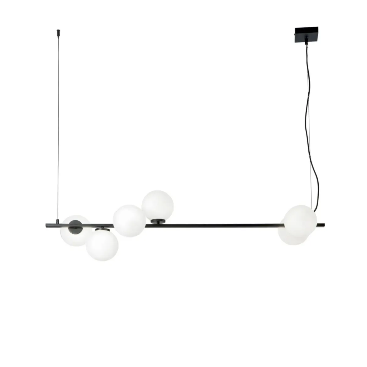 Lampadario a Sospensione Lampada in Metallo Nero Elegante 6 Punti Luce