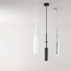 Lampadario dal Design Moderno Lampada Nera a Sospensione da Interno