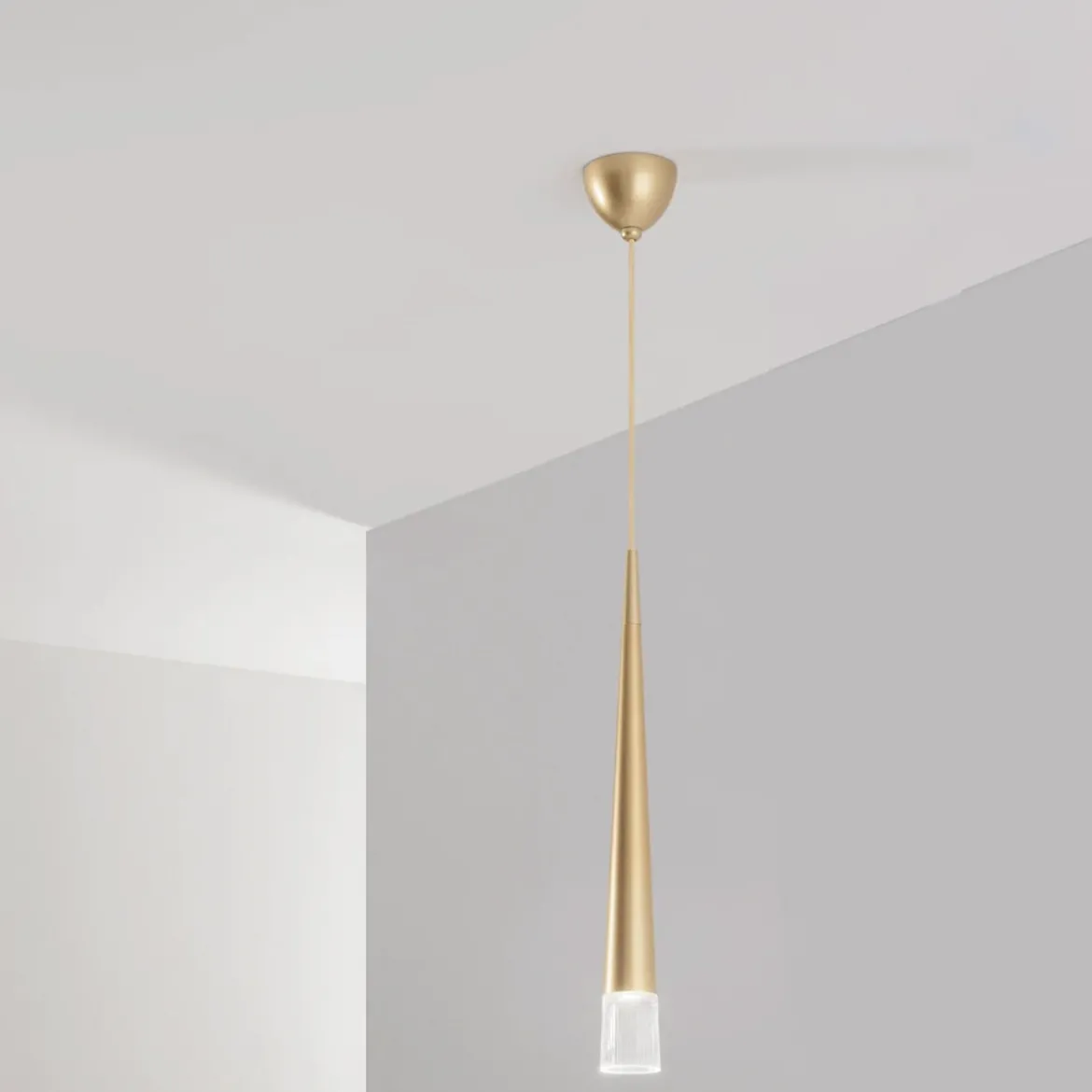Lampadario Moderno in Metallo Oro Luce a Sospensione da Interno Design