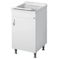 Lavabo Pilozzo Mobile Lavatoio in Legno 50x50 per Lavanderia con Sifone