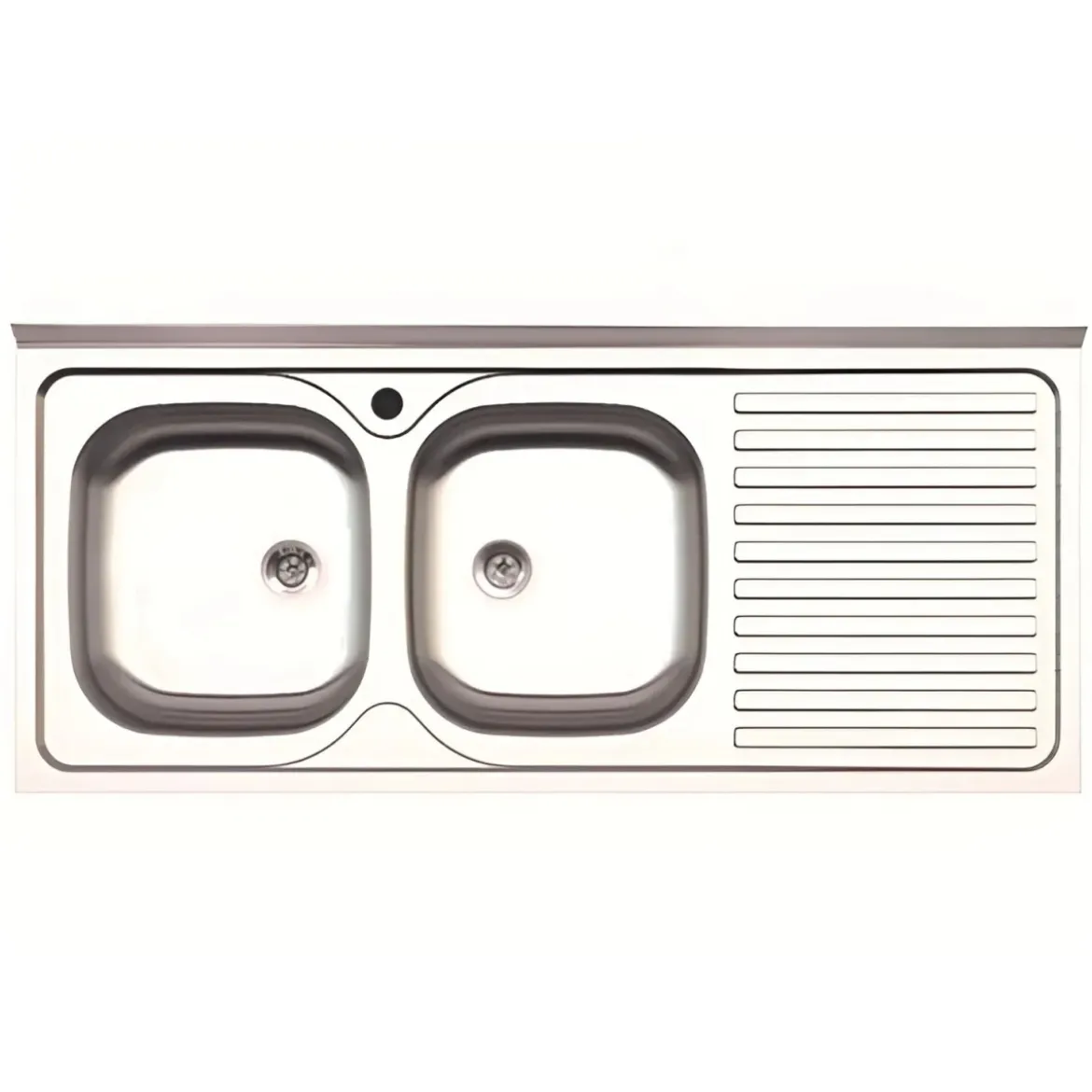 Lavandino da Cucina Appoggio 120x50 cm Lavello 2 vasche Gocciolatoio Destro