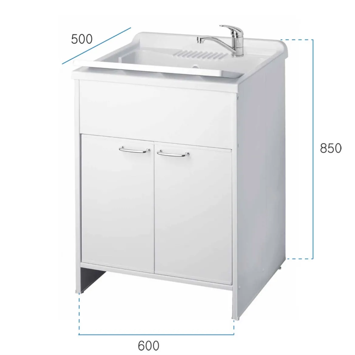Lavandino per Esterno 60x50 Lavatoio con Mobile in Resina da Terrazzo Lavanderia