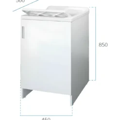 Lavatoio Bianco 1 Anta 45x50x85 cm Vasca PP e Asse in Resina