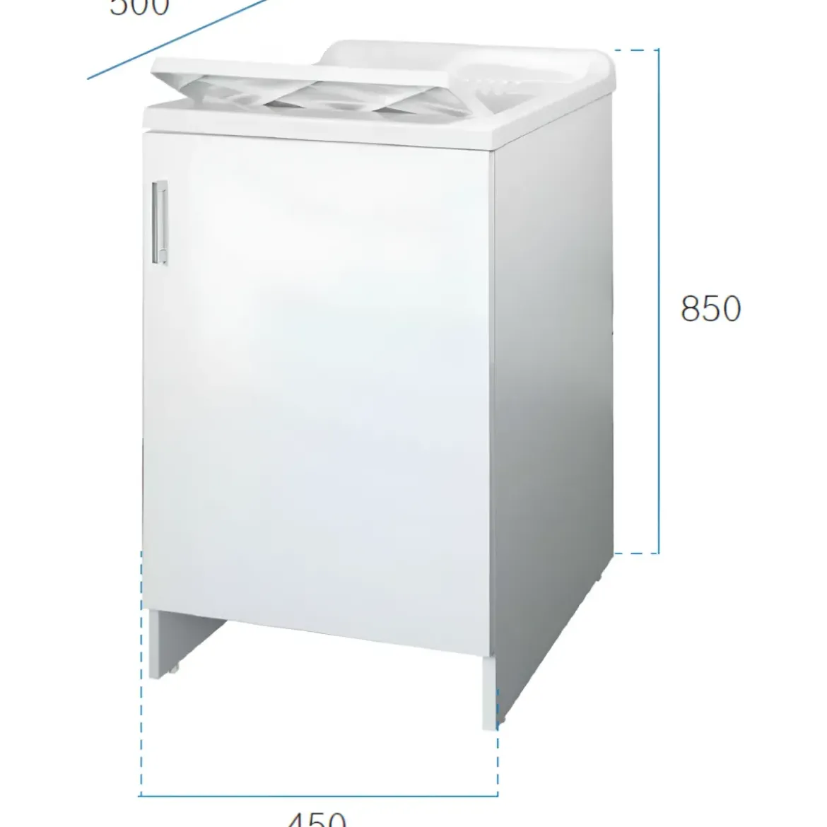 Lavatoio Bianco 1 Anta 45x50x85 cm Vasca PP e Asse in Resina