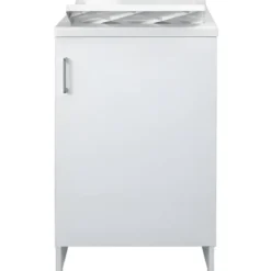 Lavatoio Bianco 1 Anta 45x50x85 cm Vasca PP e Asse in Resina