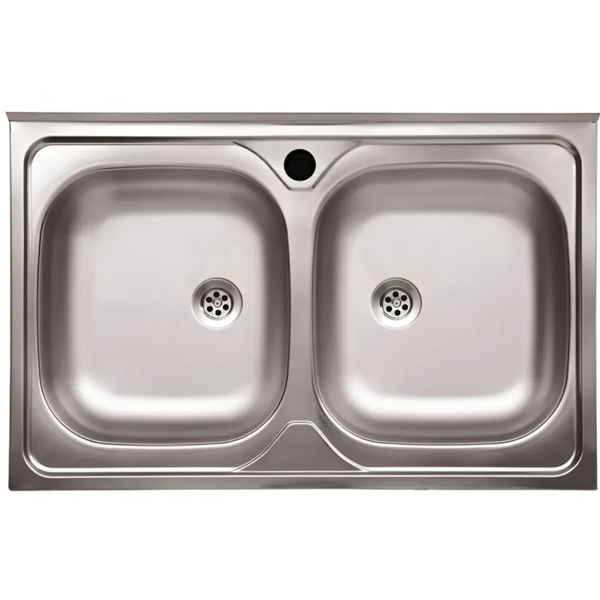 Lavello da Appoggio 80x50 cm 2 Vasche in Acciaio Inox per Cucina